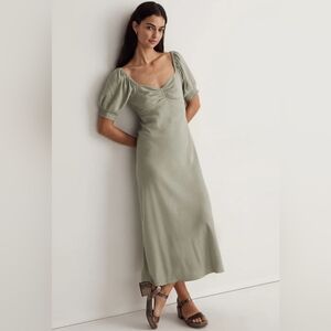 Madewell Sweetheart Puff-Sleeve Midi Fress